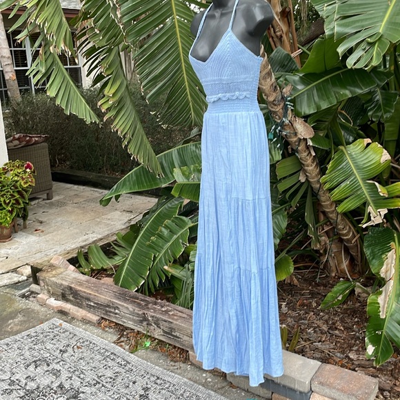 Hyfve crochet, halter, match, stick, gauze, wide, leg, tiered, jumpsuit - Picture 3 of 9